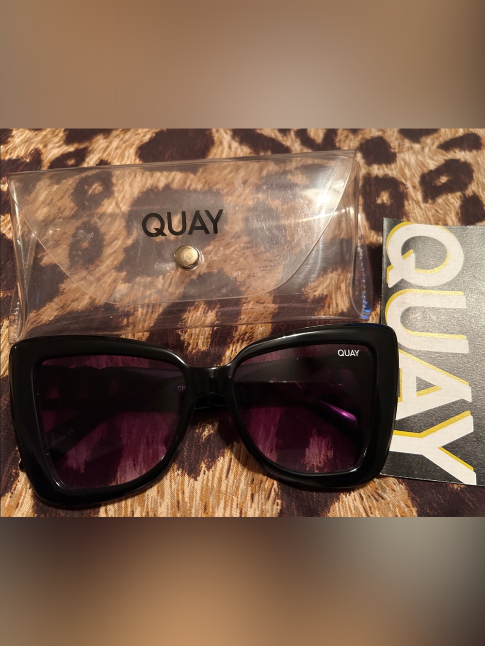 Quay Australia Black Frame Sunglasses with Purple Lenses